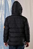 Designed Kapüşonlu İçi Polar Astarlı Erkek Çocuk Şişme Mont