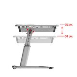 Creo Mobili Yükseklik ve Eğim Ayarlı, Sirius Simple Çalışma Masası - 120x75 cm, Beyaz/Mavi