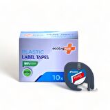Ecotag Dymo Letratag Muadili Plastik Kırmızı Serit Etiket - 12 mm x 4 nt