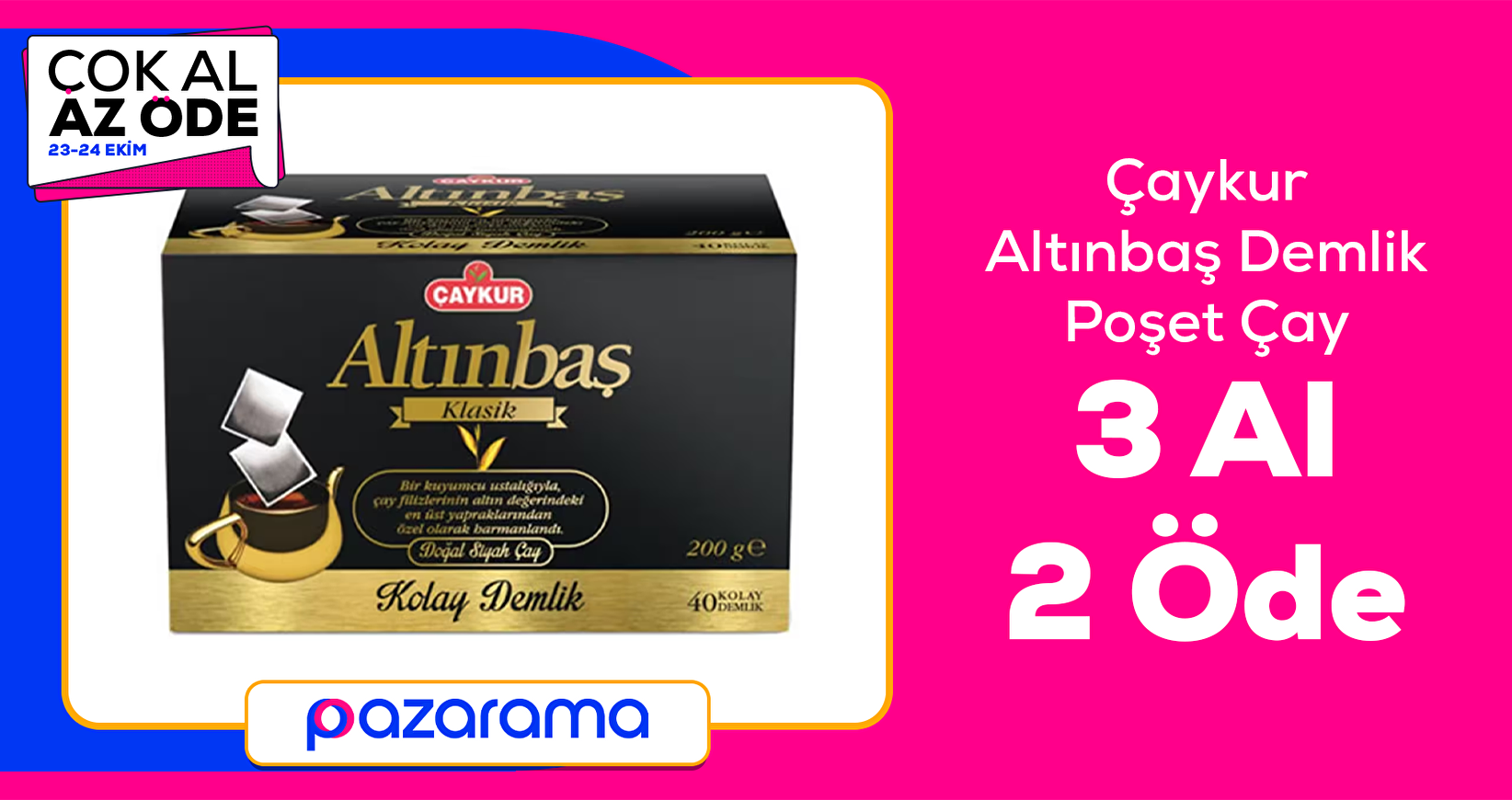 Çaykur Altınbaş Demlik Poşet Çay 40'lı 3 al 2 öde