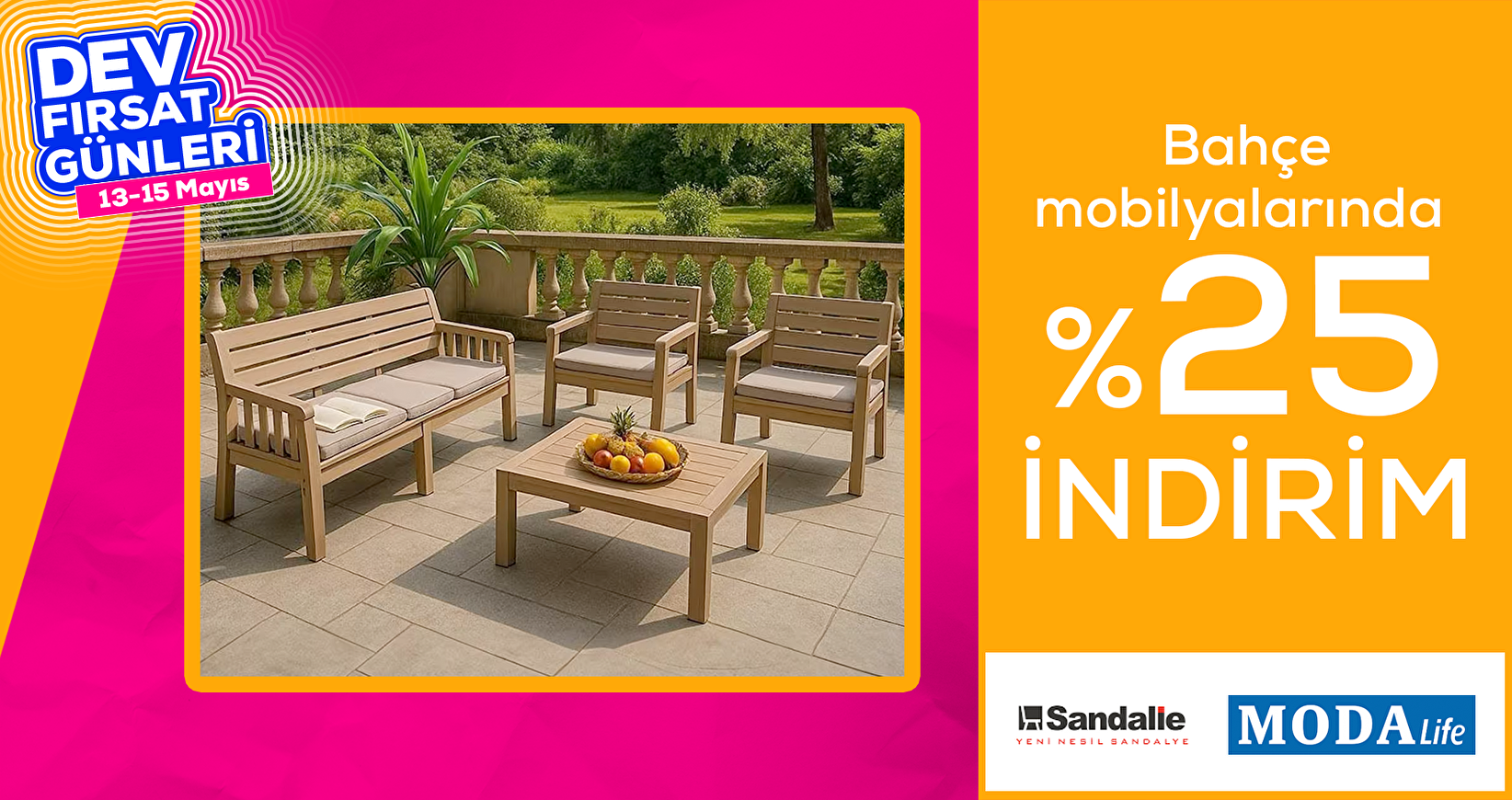 Bahçe Mobilyalarında %25 İndirim