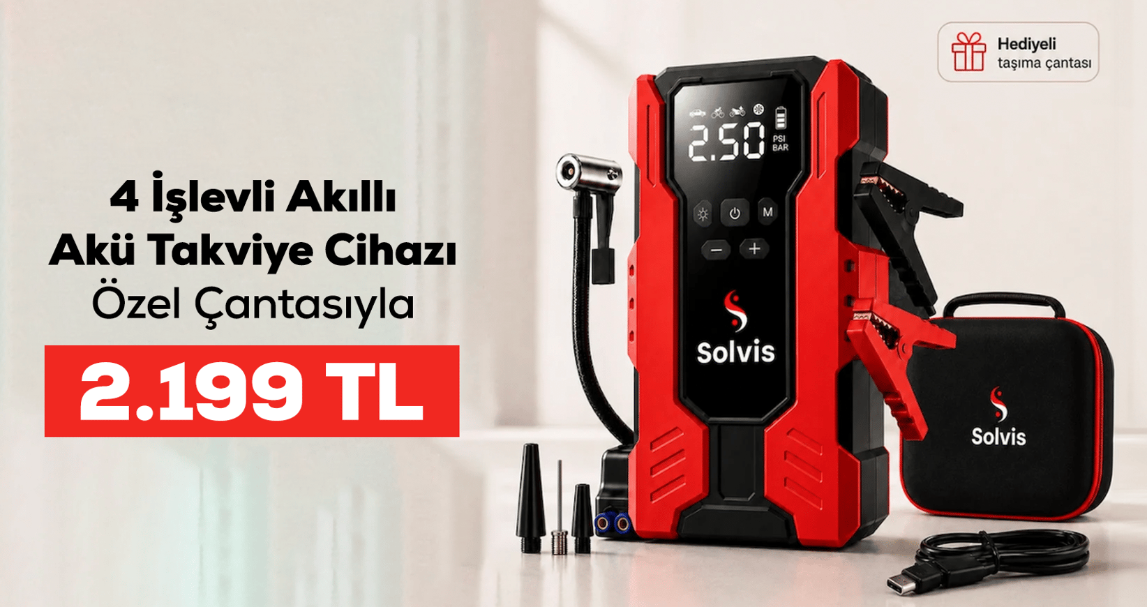 4 İşlevli Akıllı Akü Takviye Cihazı 