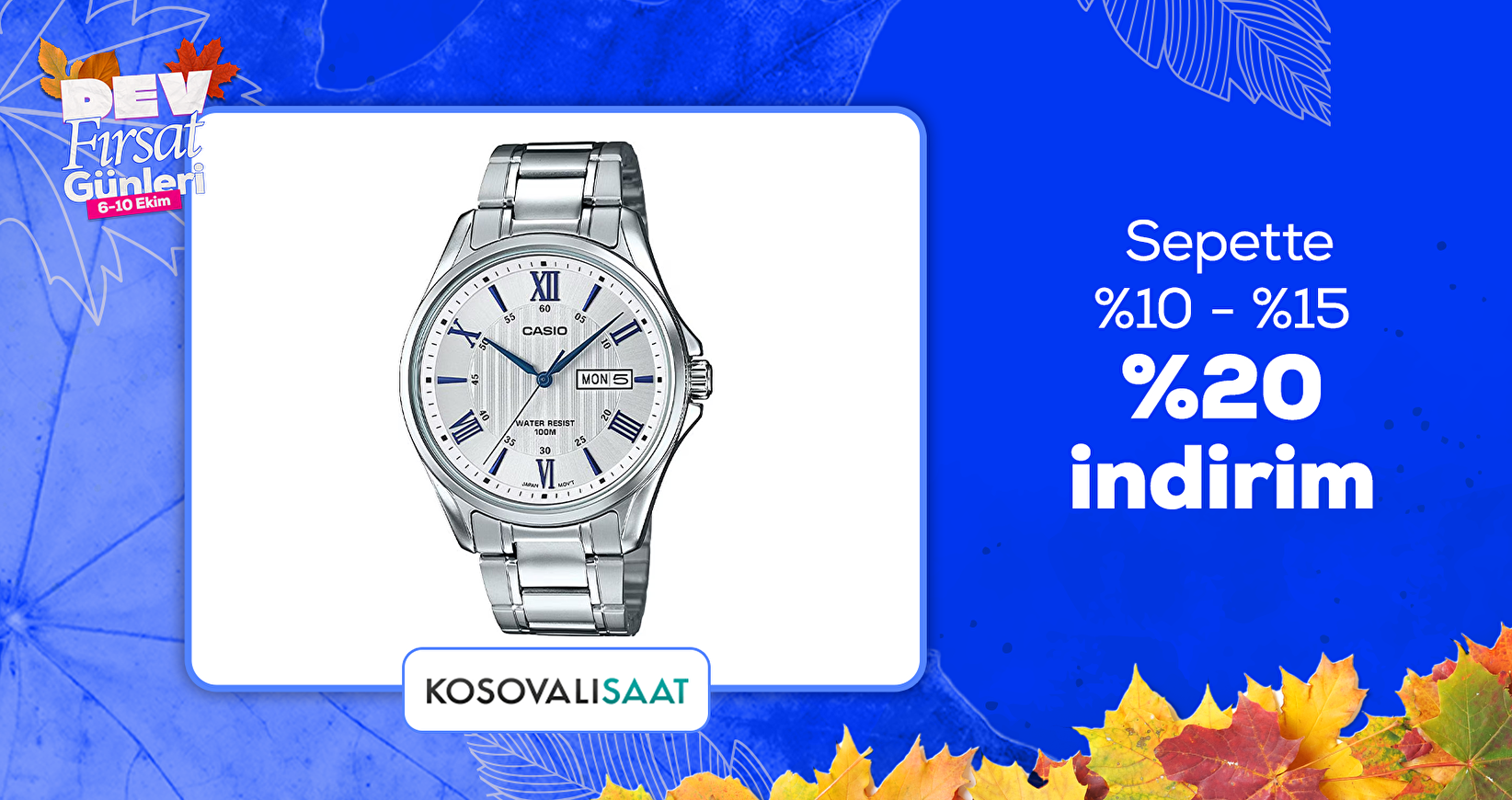 Kosovalı Saat'te Sepette %10 - %15 - %20 İndirim!