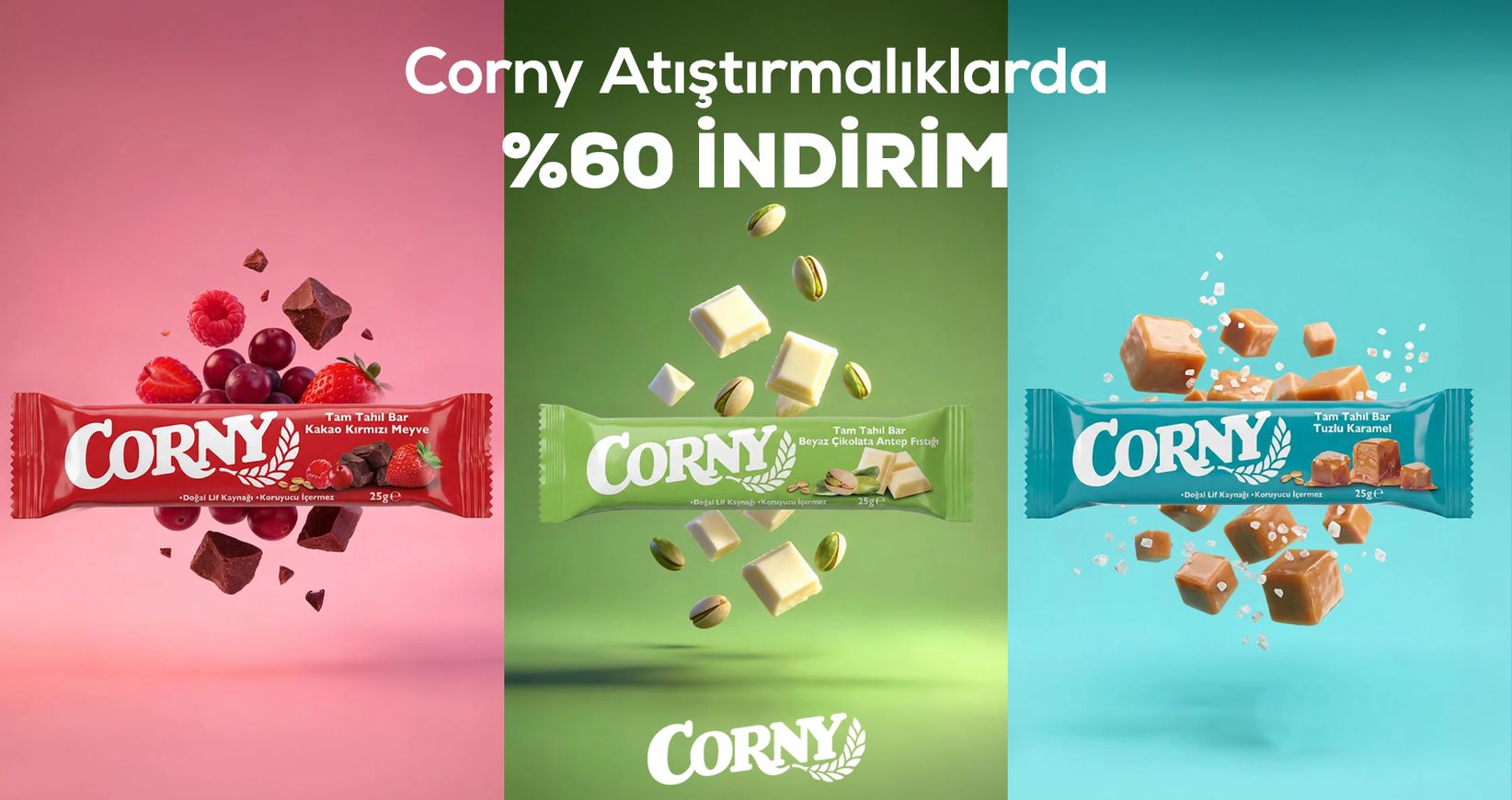 Corny Atıştırmalıklarda %60 İndirim