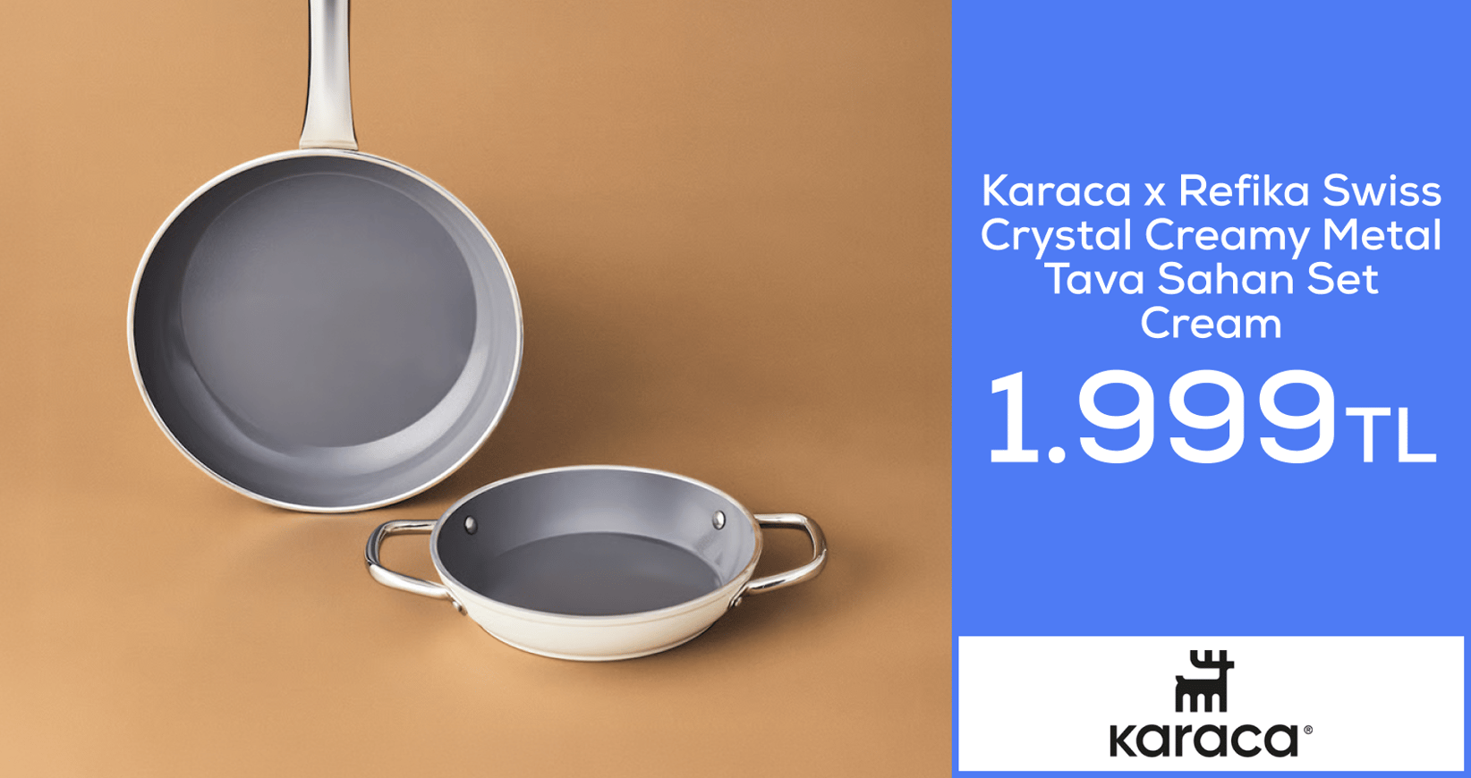 Karaca x Refika Swiss Crystal Creamy Metal Tava Sahan Set Cream 1999 TL