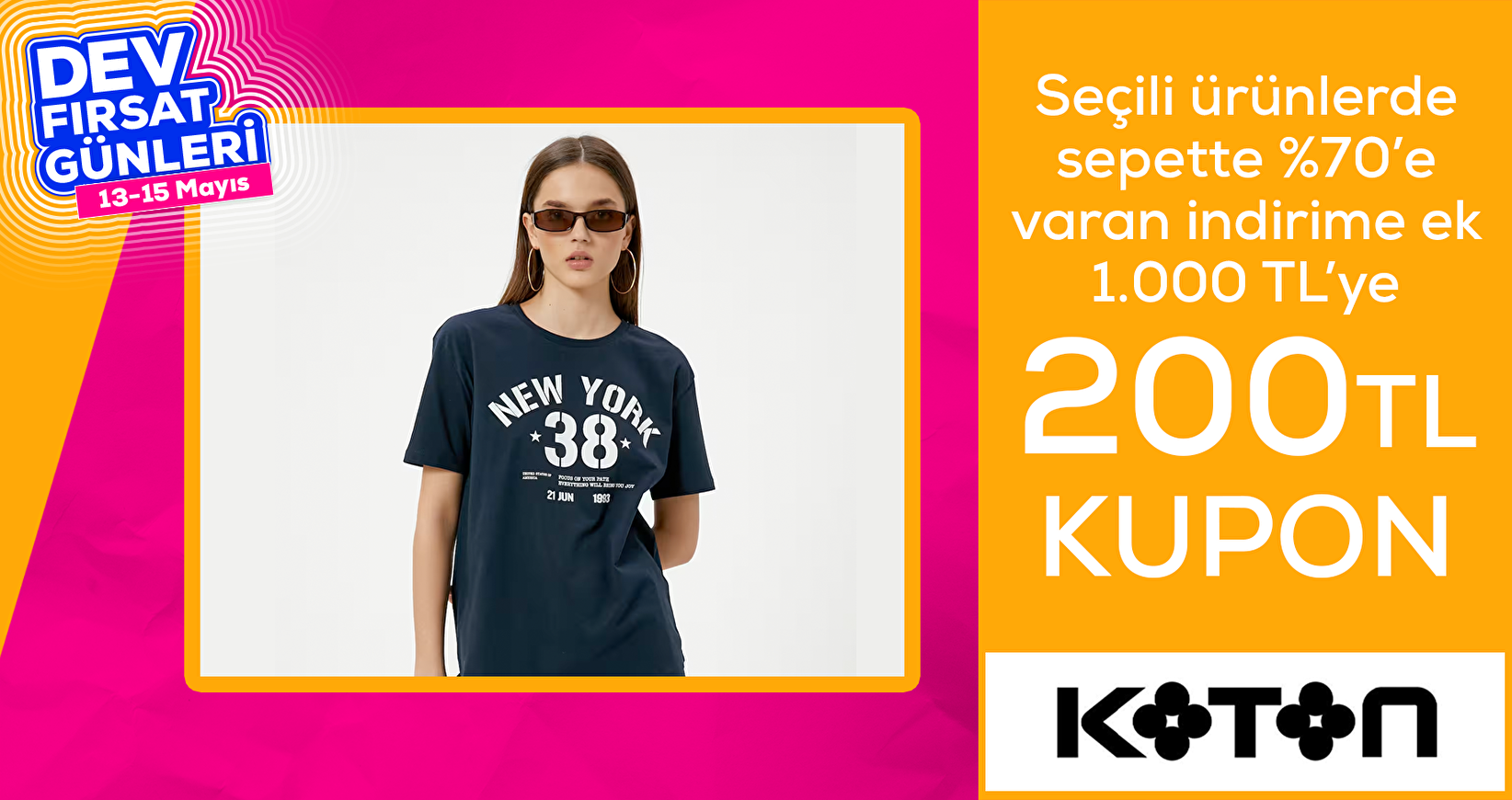 Koton %70’e varan indirime ek 1000 TL ye 200 TL kupon indirimi 