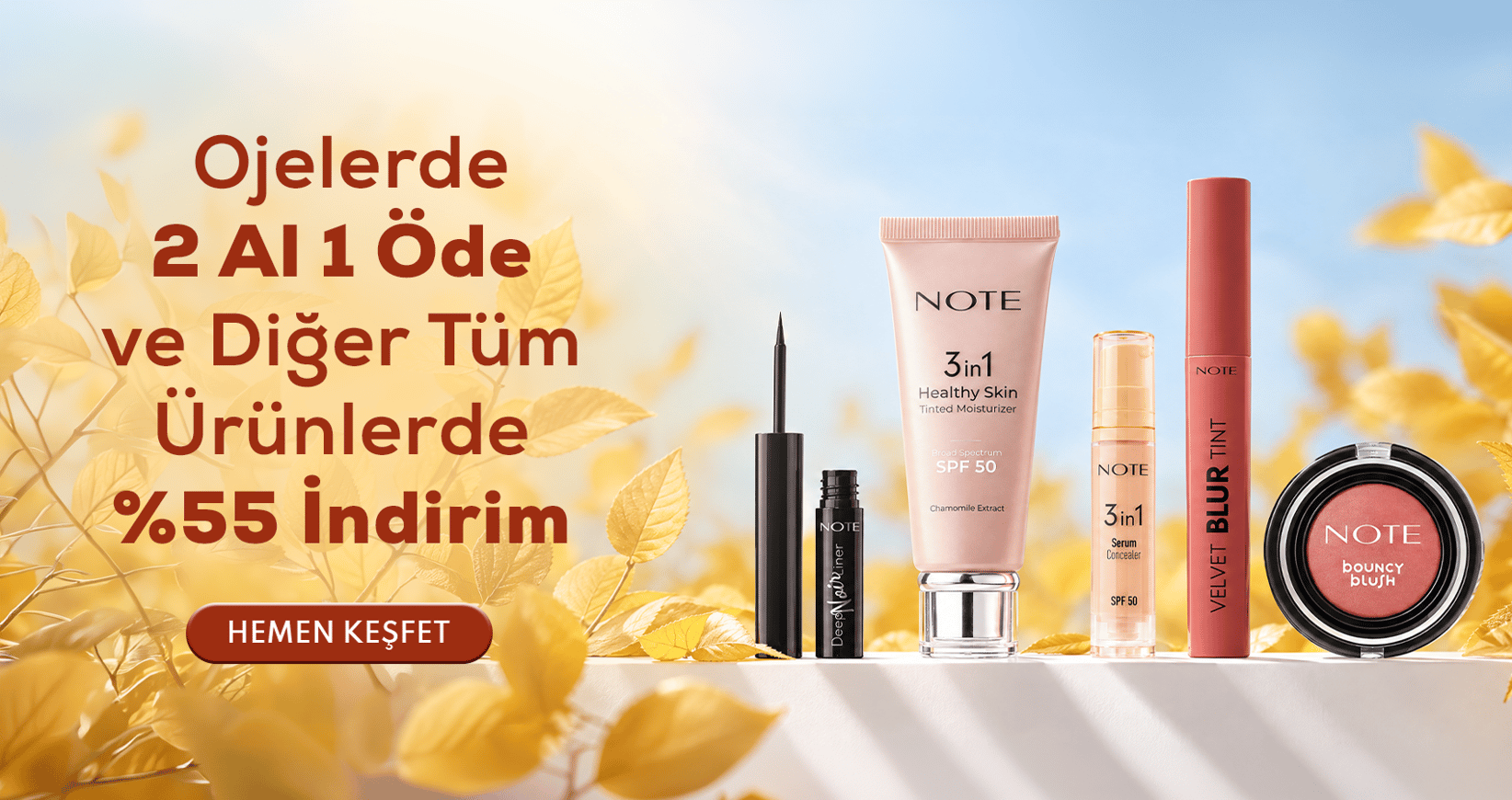 Note Cosmetics 2 Al 1 Öde ve %55 İndirim!