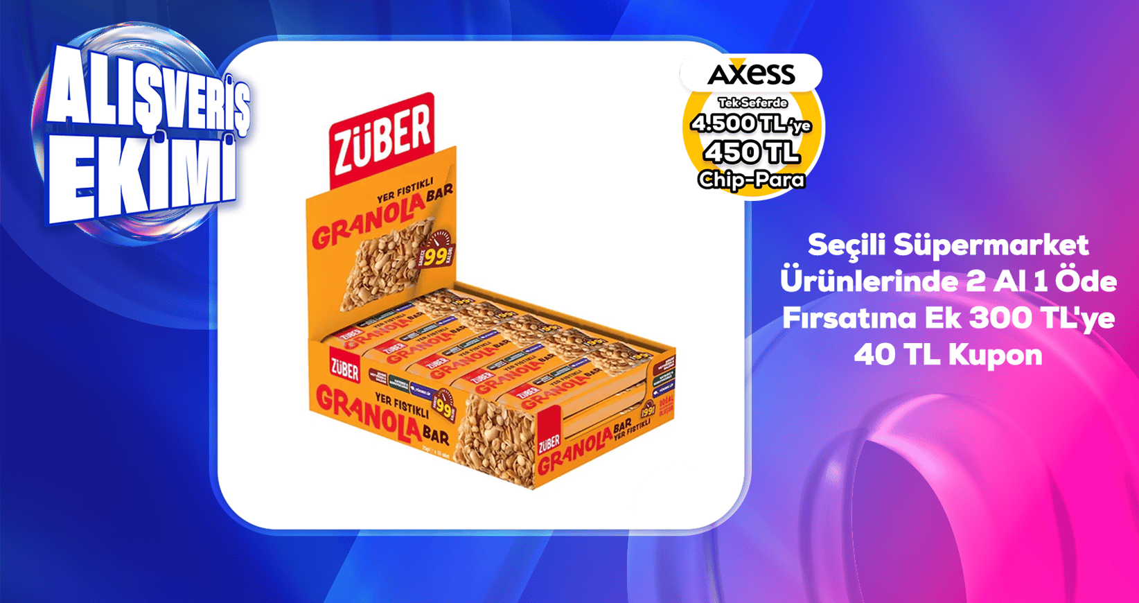 Seçili Süpermarket ürünlerinde 2 al 1 öde, 300 TL'ye 40 TL kupon