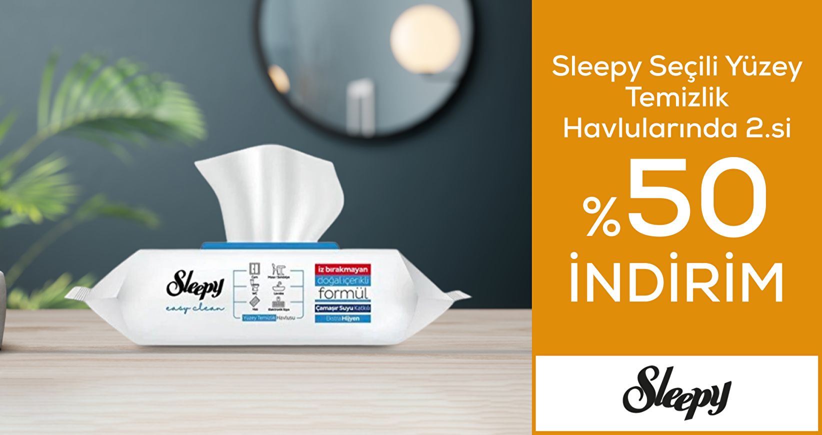 Sleepy Seçili Yüzey Temizlik Havlularında 2.si %50 İndirim