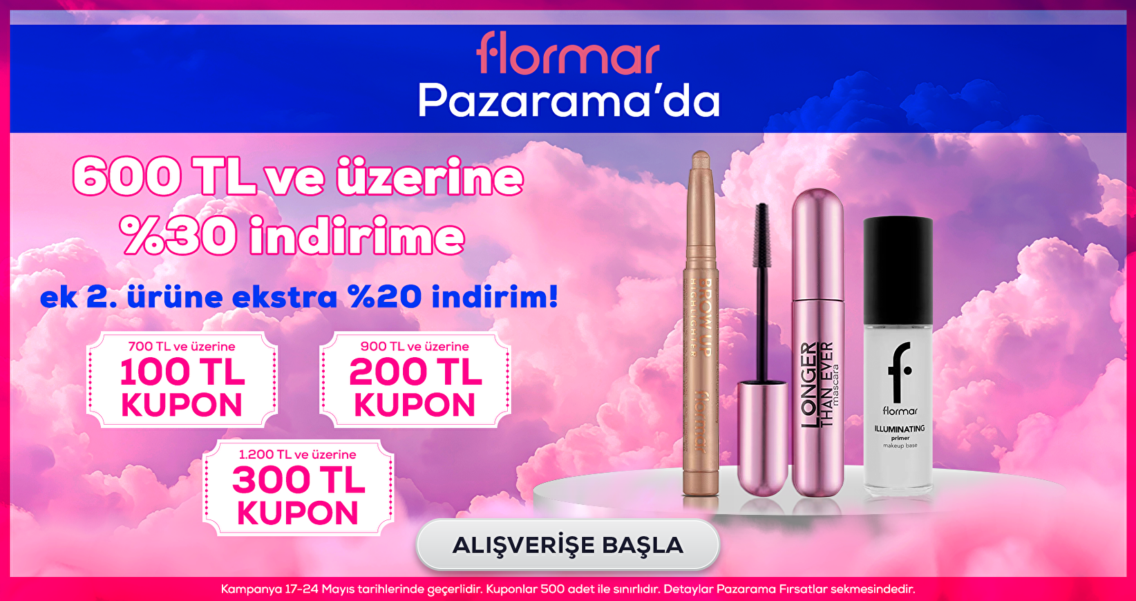 Flormar Mağazasında 600 TL ve üzerine %30 İndirim ve Kuponlar