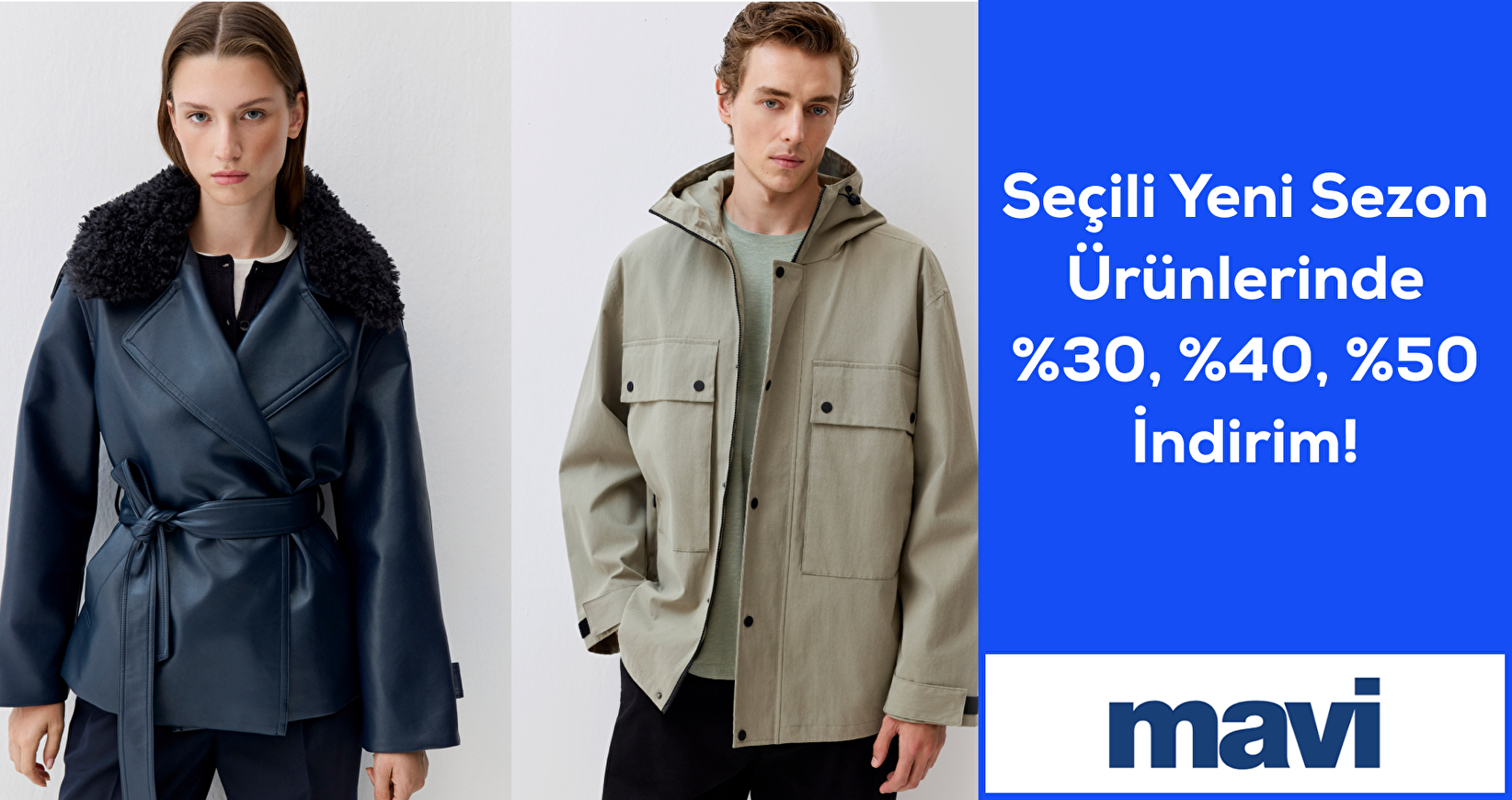 Mavi Seçili Yeni Sezon Ürünlerinde %30, %40, %50 indirim