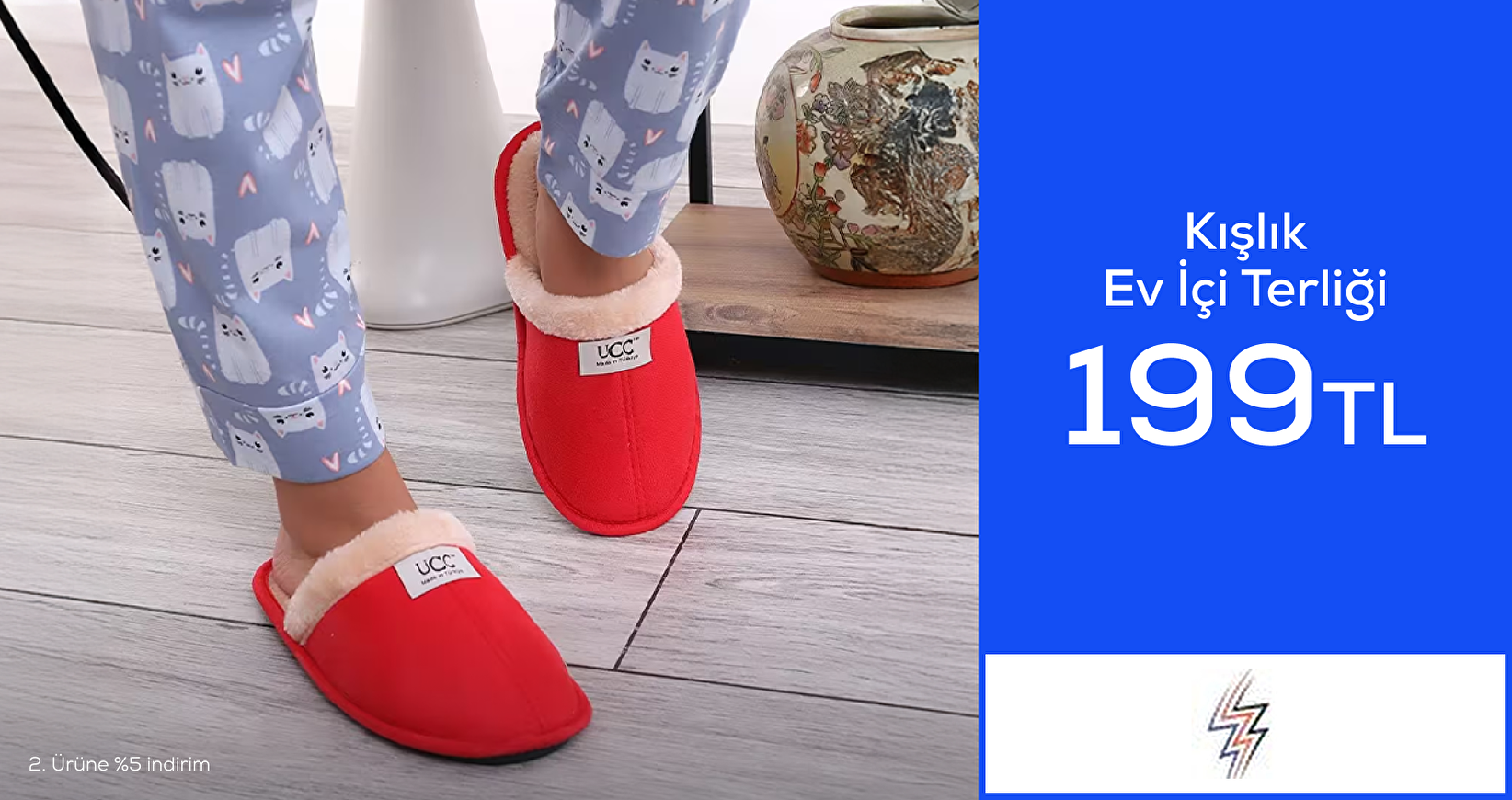 Kışlık Ev İçi Terliği 199TL 2. ürüne %5 İndirim