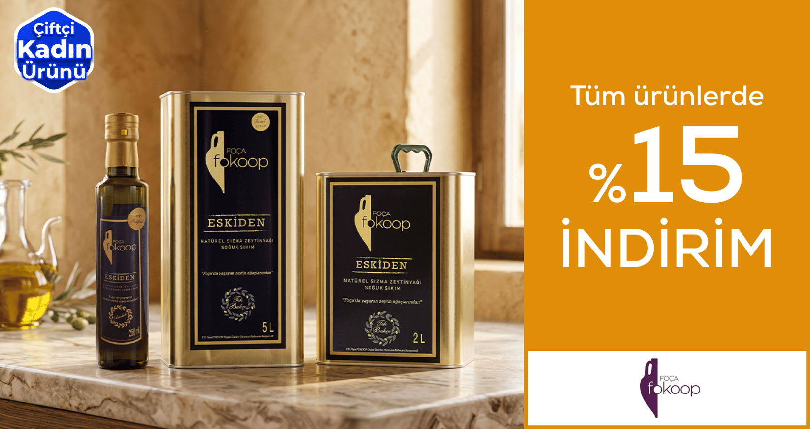 Foça Fokoop Tüm ürünlerde sepette %15 indirim