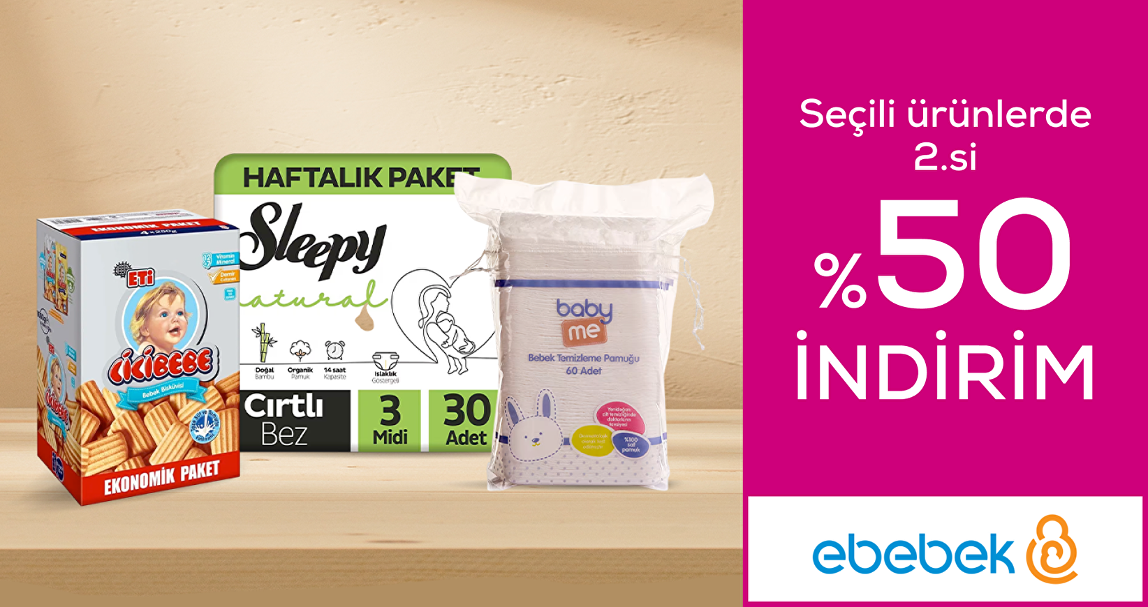 ebebek seçili ürünlerde 2.si %50 indirim