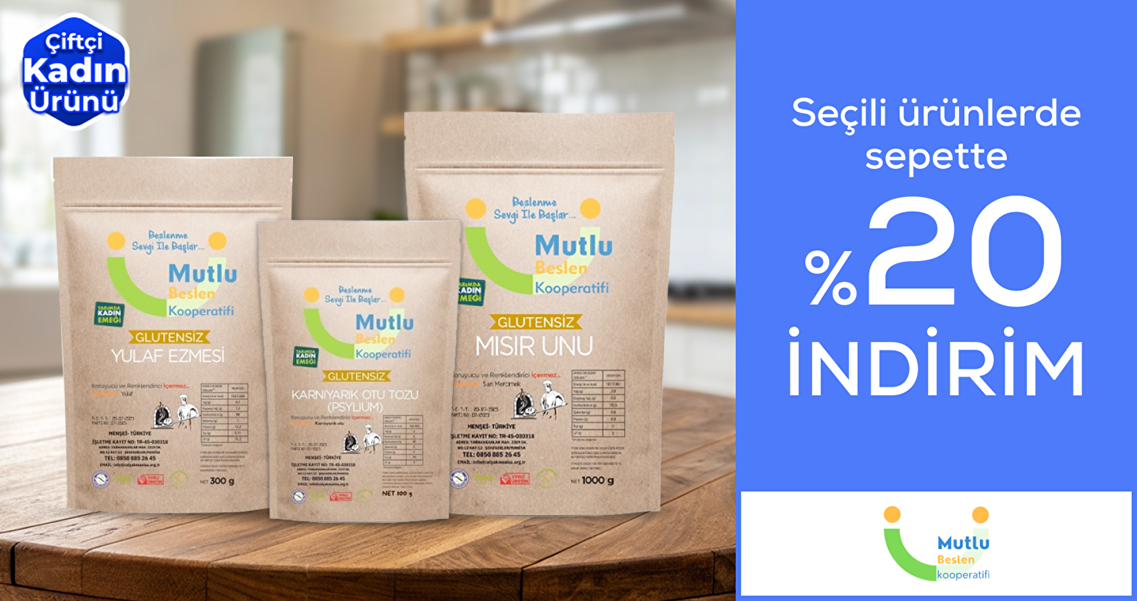 Mutlu Beslen Kooperatifi Seçili Ürünlerde Sepette %20 indirim