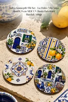 İtalya Konseptli 4’lü Set La Dolce Vita Kapı Motifli 9 cm MDF UV Baskı
