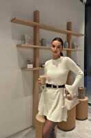 Taş - Bisiklet Yaka Kısa Triko Elbise