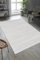Pamuk Tabanlı Modern Tasarımlı  Sisal Çizgiili Krem Renk Halı