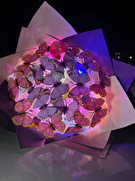 KAYZEN letli mor pembe kelebek buketi