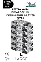Nitril Siyah Power Muayene Eldiveni L - 5 Paket 50 li Tek Ebat