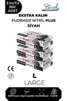 Ekstra Kalın Nitril Siyah Plus Muayene Eldiveni L - 3 Paket 100'lü Tek Ebat