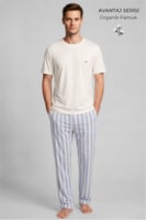Mısırlı Erkek Organik Pamuk Pijama Takım Mavi