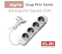 Myra 4'lü  Anahtarlı Topraklı Grup Priz 3 mt Kablolu