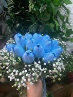  KAYZEN 16 MAVİ LALE GELİN BUKETİ
