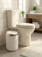 Beyaz KROM DEKORLU  6 LT SALLANIR KAPAKLI MUTFAK BANYO ÇÖP KOVASI