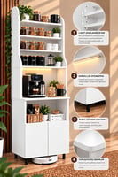 ADALIMODULES Kahve Köşesi Dolabı Modern Led Aydınlatmalı Ayarlanabilir Raflı Mutfak Rafı Dolabı