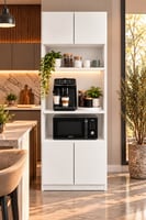 ADALIMODULES Kahve Köşesi Dolabı Modern Led Aydınlatmalı Raflı Mutfak Rafı Dolabı