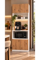 ADALIMODULES Kahve Köşesi Dolabı Modern Led Aydınlatmalı Raflı Mutfak Rafı Dolabı