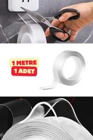 1 Metre 1 Adet Çift Taraflı Bant Şeffaf Nano Yapıştırıcı Tutucu Bandı