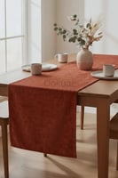 Kadife Dokulu 40x180 Premium Kiremit Renk Düz Polyester Masa Runner