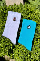 Unisex Kedi ve Penguen Nakışlı 2'li Tenis Spor Çorap