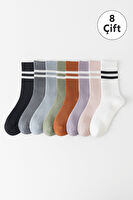 8 Çift Yoga Pilates Kaydırmaz Çorap – Karışık Renkli