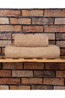 2 Parça %100 Pamuklu Soft Lüx Banyo Havlu Seti Kahve