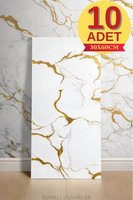 10 Adet 30X60cm Gold Mermer Desen Yapışkanlı Köpük Duvar Paneli  Kağıdı banyo,tezgah arasıTX-077