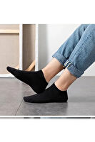 12'li Erkek Siyah Dikişsiz Bambu Patik Bilek Çorap