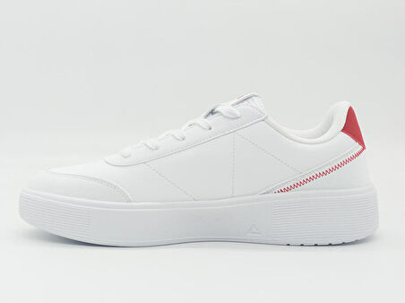 Peak E223147B Erkek Beyaz Kırmızı Desenli Kaymaz Taban Ortopedik Garantili Rahat Hafif Günlük Deri Yürüyüş Koşu Sneaker Spor Ayakkabı