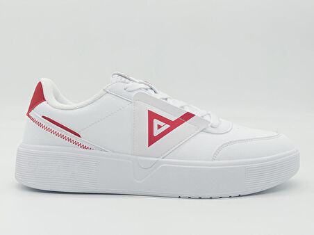 Peak E223147B Erkek Beyaz Kırmızı Desenli Kaymaz Taban Ortopedik Garantili Rahat Hafif Günlük Deri Yürüyüş Koşu Sneaker Spor Ayakkabı