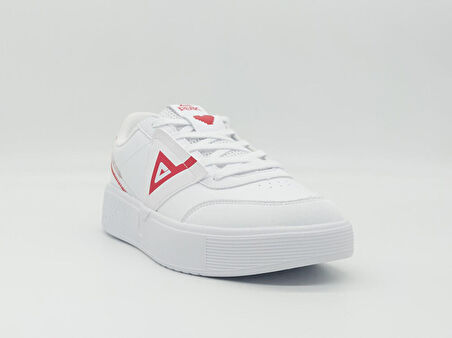 Peak E223147B Erkek Beyaz Kırmızı Desenli Kaymaz Taban Ortopedik Garantili Rahat Hafif Günlük Deri Yürüyüş Koşu Sneaker Spor Ayakkabı