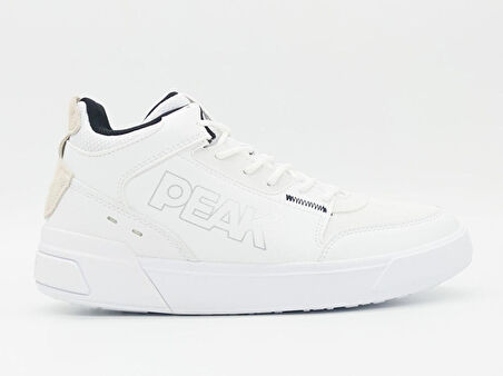 Peak E14282B Unisex Beyaz Kaymaz Taban Nefes Alabilen Ortopedik Garantili Rahat Hafif Günlük Uzun Bilekli Boğazlı Koşu Yürüyüş Sneaker Basketbol Spor Ayakkabı