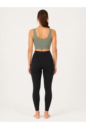 Kadın Düz Kalın Askılı Destekli Crop Sporcu Büstiyeri Esnek Günlük Fitness Üst