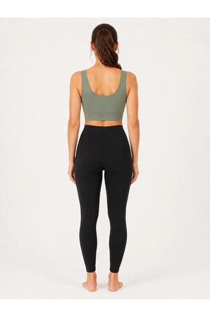 Kadın Düz Kalın Askılı Destekli Crop Sporcu Büstiyeri Esnek Günlük Fitness Üst