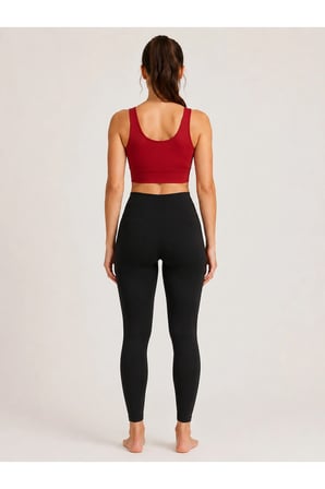 Kadın Düz Kalın Askılı Destekli Crop Sporcu Büstiyeri Esnek Günlük Fitness Üst