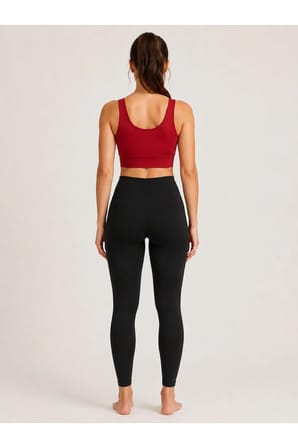 Kadın Düz Kalın Askılı Destekli Crop Sporcu Büstiyeri Esnek Günlük Fitness Üst
