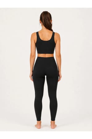 Kadın Düz Kalın Askılı Destekli Crop Sporcu Büstiyeri Esnek Günlük Fitness Üst