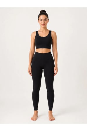Kadın Düz Kalın Askılı Destekli Crop Sporcu Büstiyeri Esnek Günlük Fitness Üst