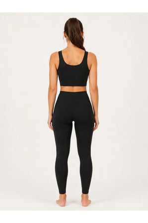 Kadın Düz Kalın Askılı Destekli Crop Sporcu Büstiyeri Esnek Günlük Fitness Üst